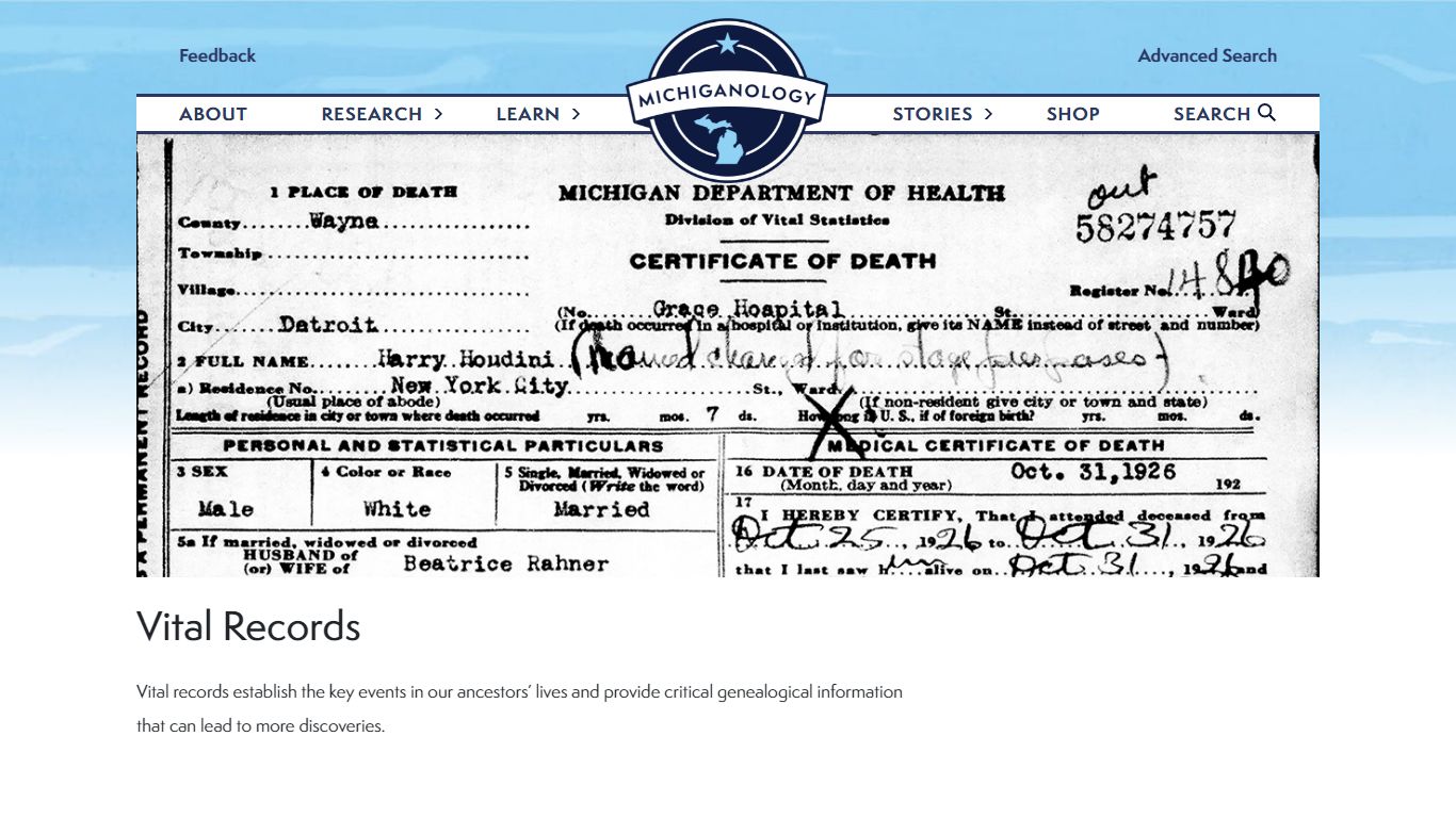 Vital Records - Michiganology - Digital Collections and Stories